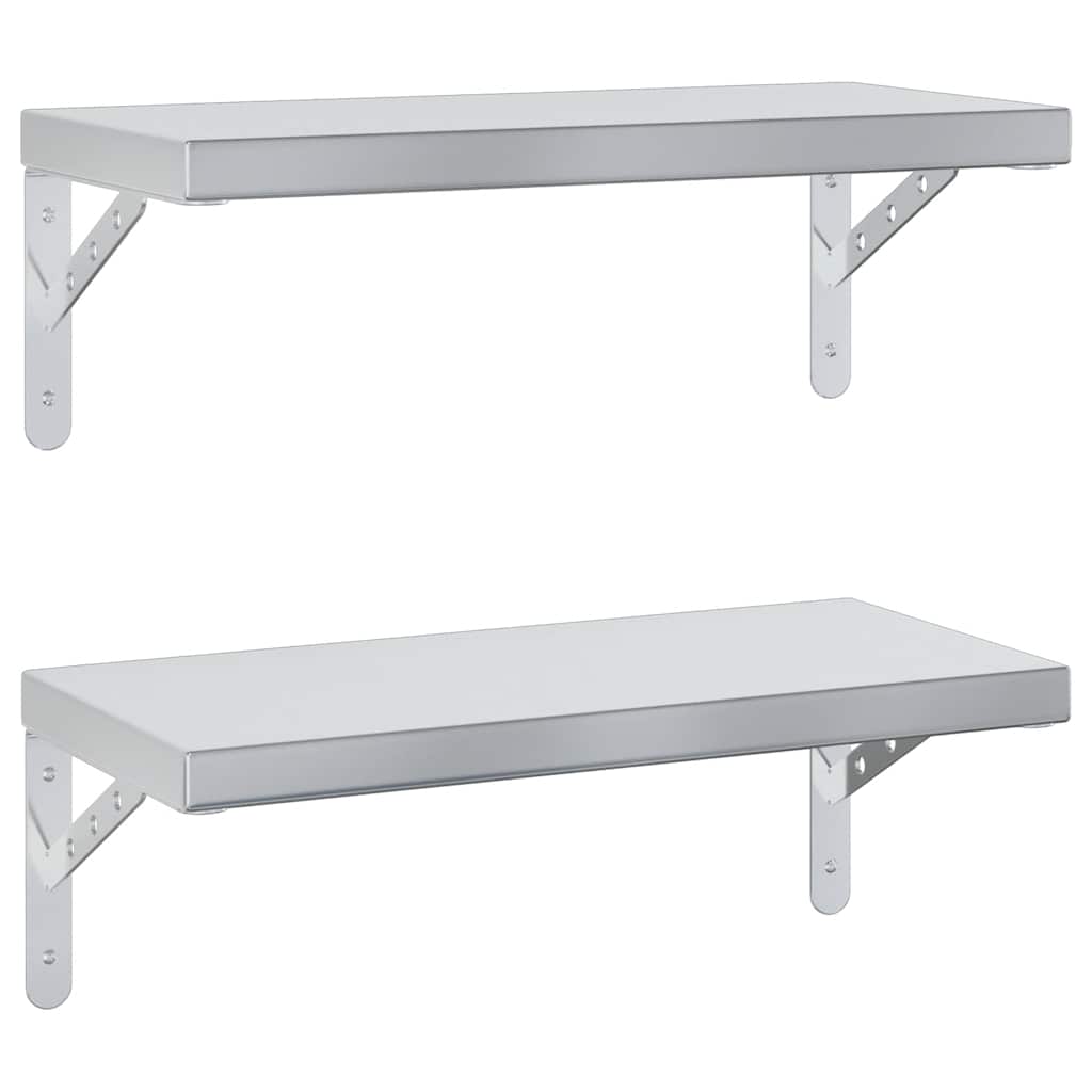 Vidaxl wandschappen 2 st 50x23,5 cm roestvrijstaal zilverkleurig
