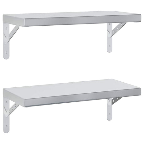 Vidaxl wandschappen 2 st 50x23,5 cm roestvrijstaal zilverkleurig