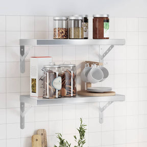 Vidaxl wandschappen 2 st 50x23,5 cm roestvrijstaal zilverkleurig