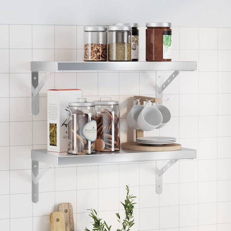 Vidaxl wandschappen 2 st 50x23,5 cm roestvrijstaal zilverkleurig