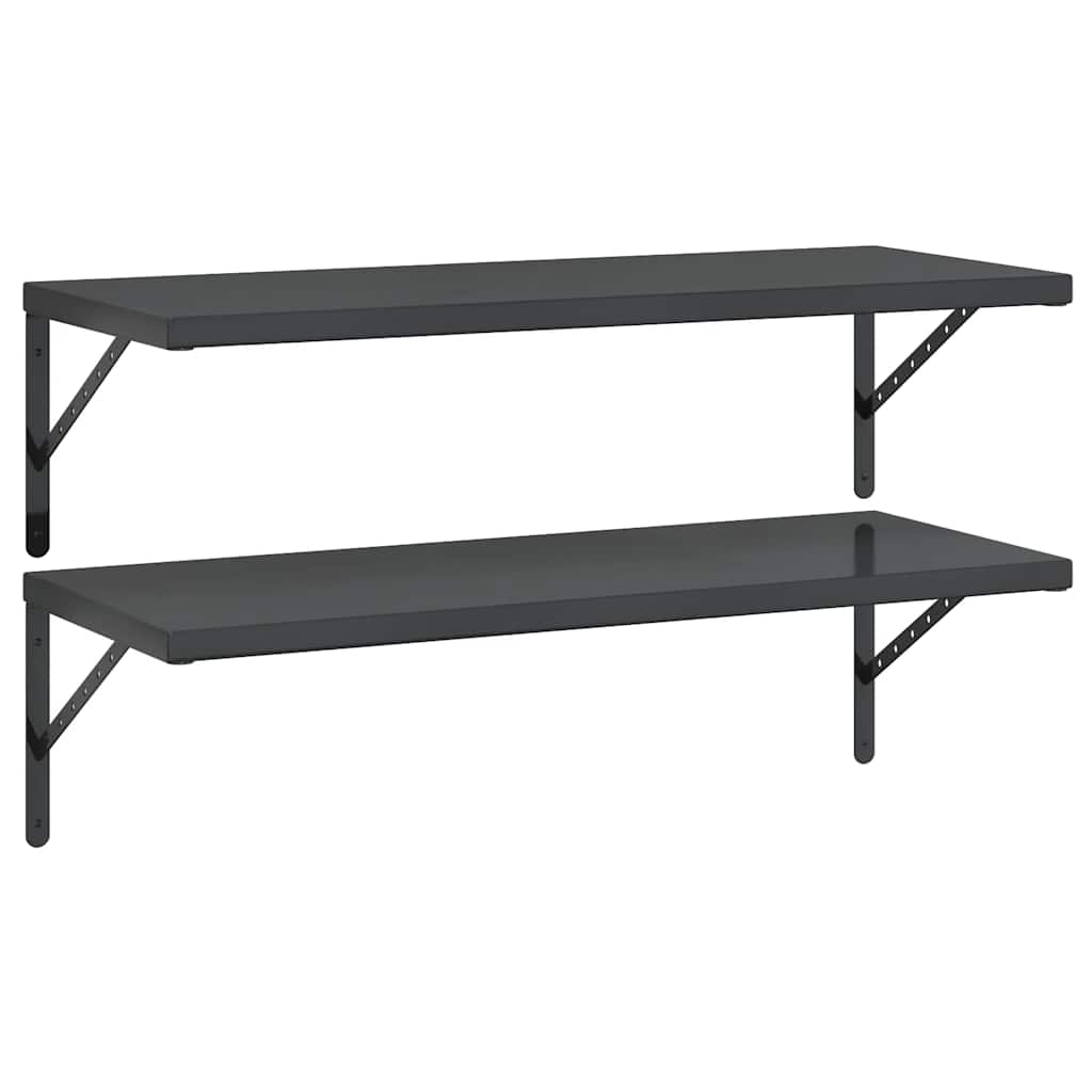 Vidaxl wandschappen 2 st 100x40 cm roestvrijstaal zwart