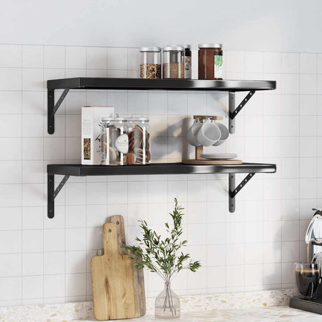 Vidaxl wandschappen 2 st 75x30 cm roestvrijstaal zwart