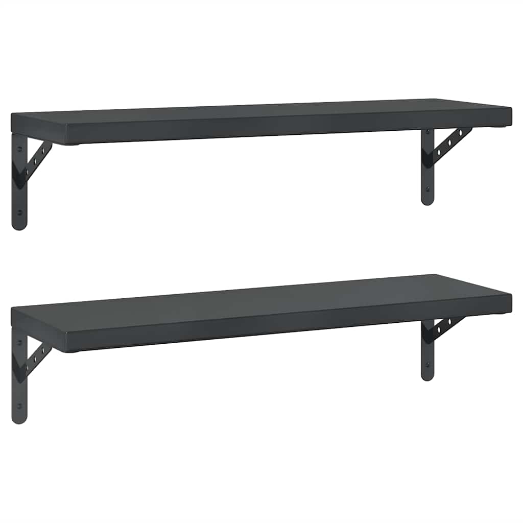 Vidaxl wandschappen 2 st 75x23,5 cm roestvrijstaal zwart