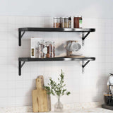 Vidaxl wandschappen 2 st 75x23,5 cm roestvrijstaal zwart