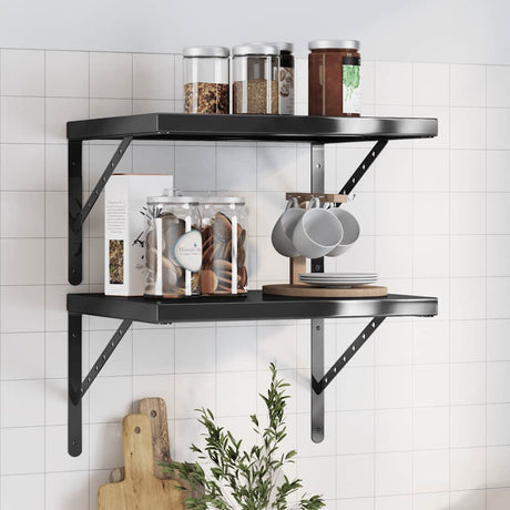 Vidaxl wandschappen 2 st 50x40 cm roestvrijstaal zwart