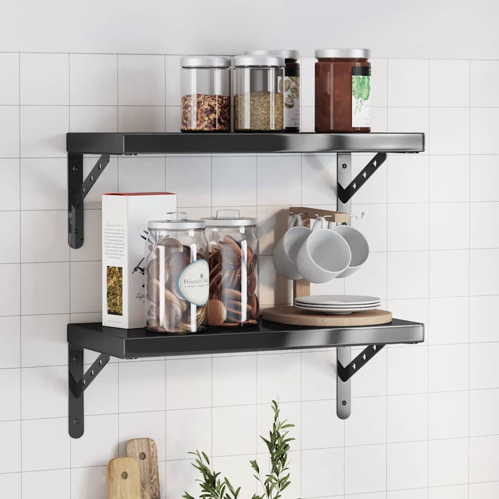 Vidaxl wandschappen 2 st 50x23,5 cm roestvrijstaal zwart