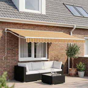 Vidaxl vervangingsdoek voor luifelrok gestreept 600 cm geel en grijs