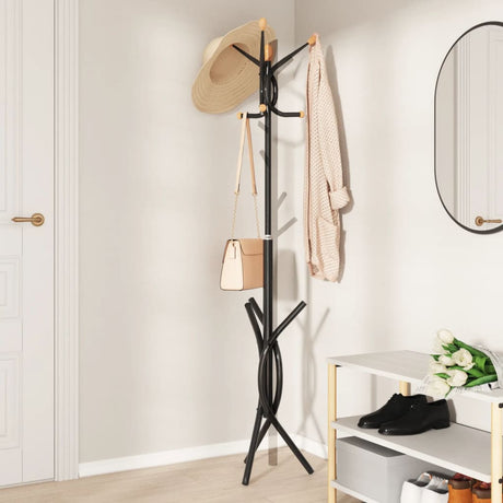VidaXL Garderobenständer 176 cm pulverbeschichtetes Eisen schwarz