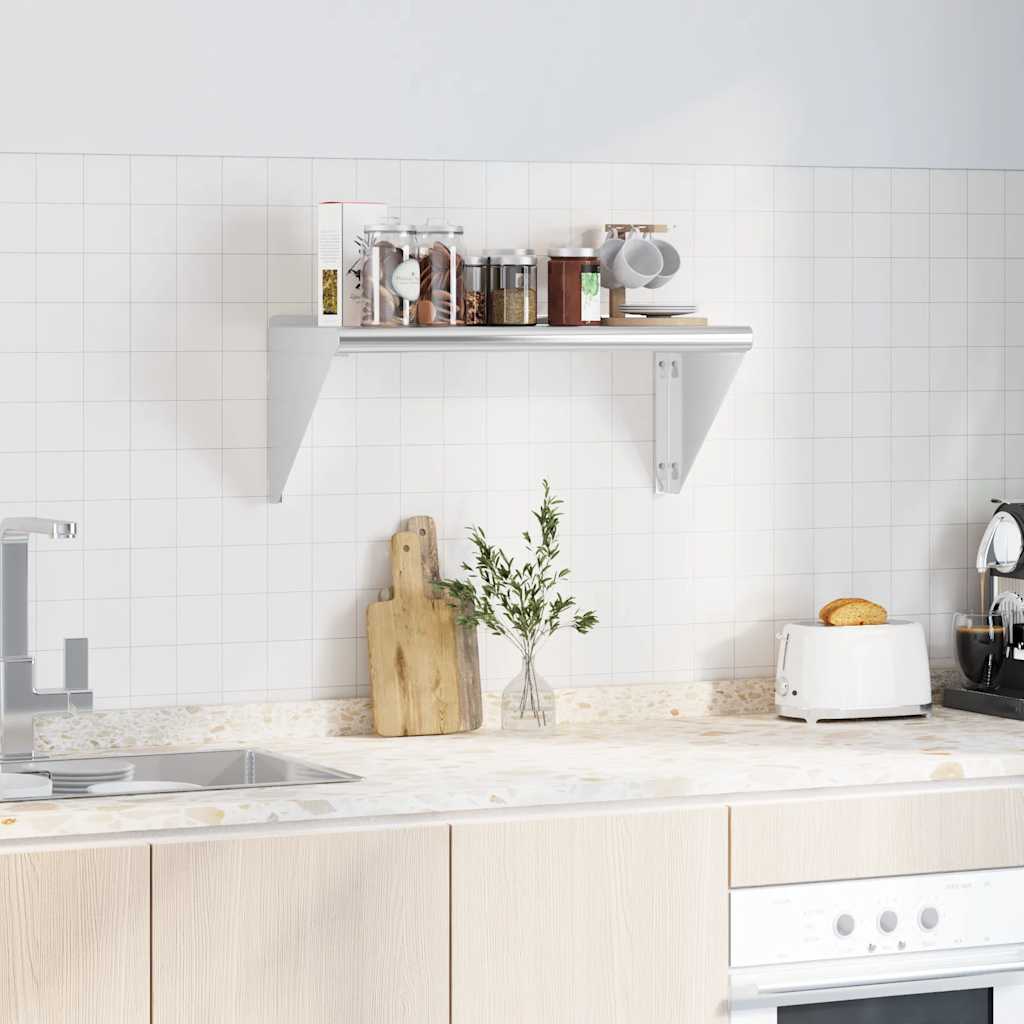 Vidaxl wandschap 75x30x31 cm roestvrijstaal zilverkleurig