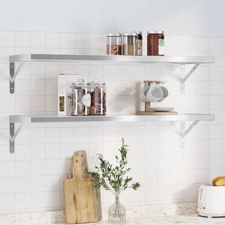 Vidaxl wandschappen 2 st 100x30 cm roestvrijstaal zilverkleurig