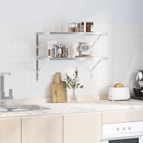 Vidaxl wandschappen 2 st 75x40 cm roestvrijstaal zilverkleurig