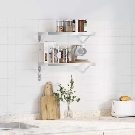 Vidaxl wandschappen 2 st 50x23,5 cm roestvrijstaal zilverkleurig