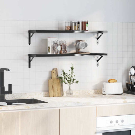 Vidaxl wandschappen 2 st 100x23,5 cm roestvrijstaal zwart