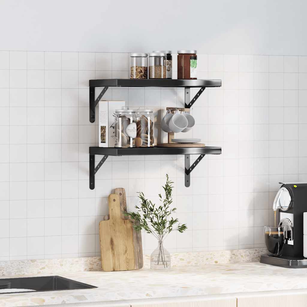 Vidaxl wandschappen 2 st 50x30 cm roestvrijstaal zwart