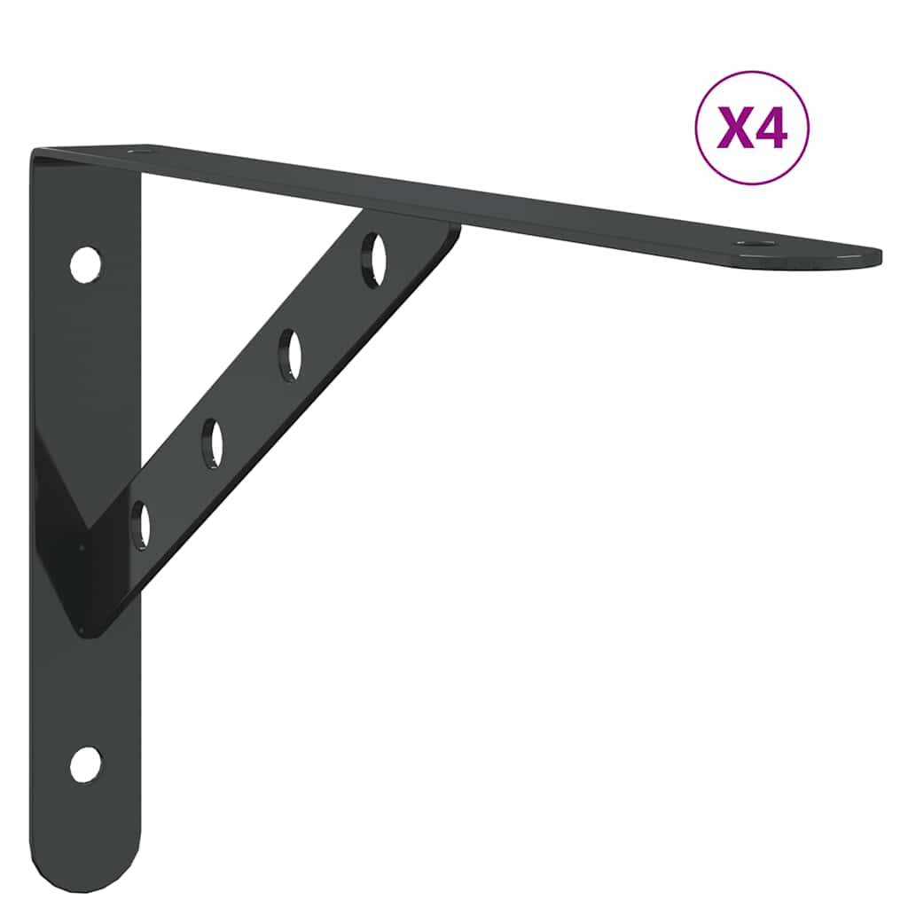 Vidaxl plankdragers 4 st 30x2,5x15,5 cm roestvrijstaal zwart