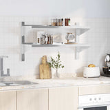 Vidaxl wandschap 2-laags 100x40x60 cm roestvrijstaal zilverkleurig