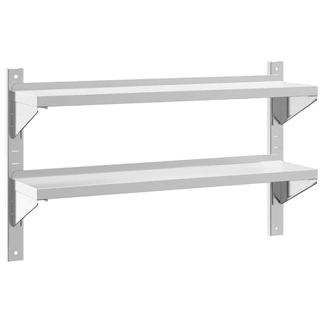 Vidaxl wandschap 2-laags 100x23,5x60 cm roestvrijstaal zilverkleurig