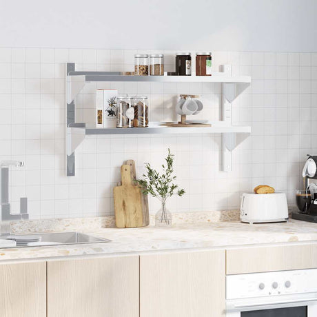 Vidaxl wandschap 2-laags 100x23,5x60 cm roestvrijstaal zilverkleurig