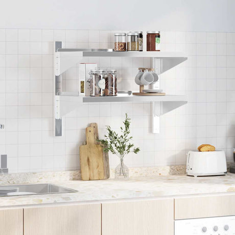 Vidaxl wandschap 2-laags 75x40x60 cm roestvrijstaal zilverkleurig