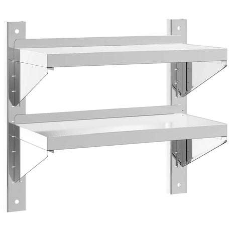 Vidaxl wandschap 2-laags 50x23,5x48 cm roestvrijstaal zilverkleurig