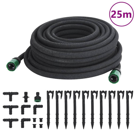 VidaXL Tropfschlauch 0,6'' 25 m Gummi schwarz