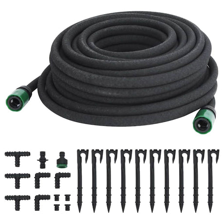 VidaXL Tropfschlauch 0,6'' 25 m Gummi schwarz