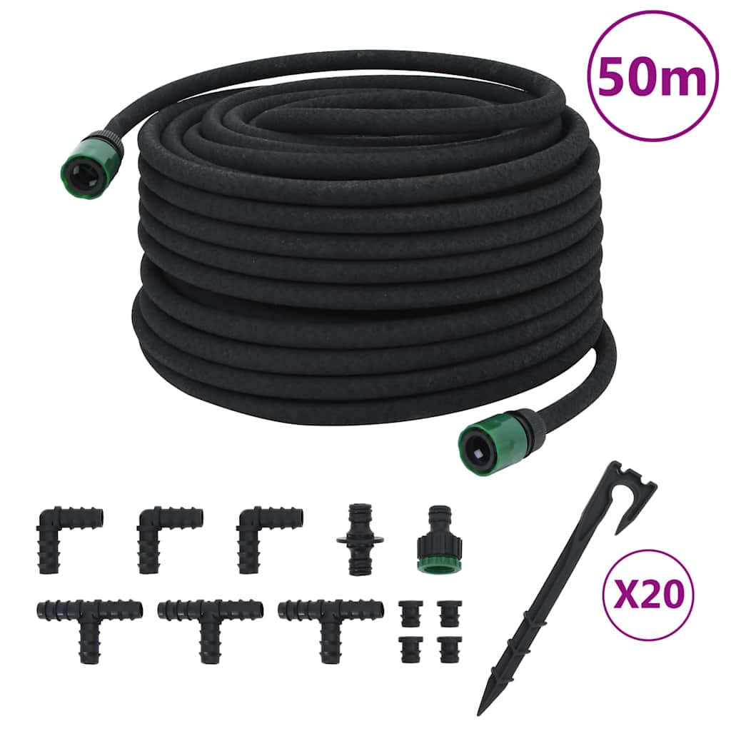 Vidaxx Tropfschlauch 0,6'' 50 m Gummi schwarz