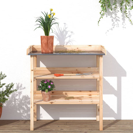 VidaXL Pflanzentisch mit Regalen 78x38x82,5 cm massives Kiefernholz