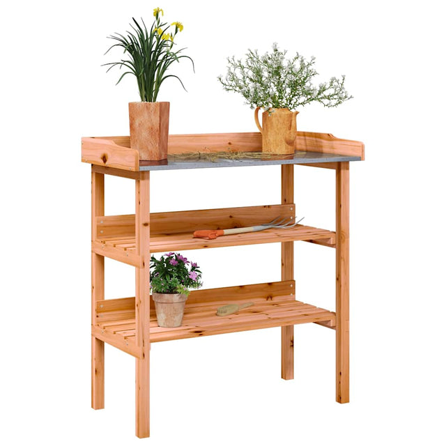 Vidaxx Pflanzentisch mit Regalen 78x38x82,5 cm braunes Kiefernholz
