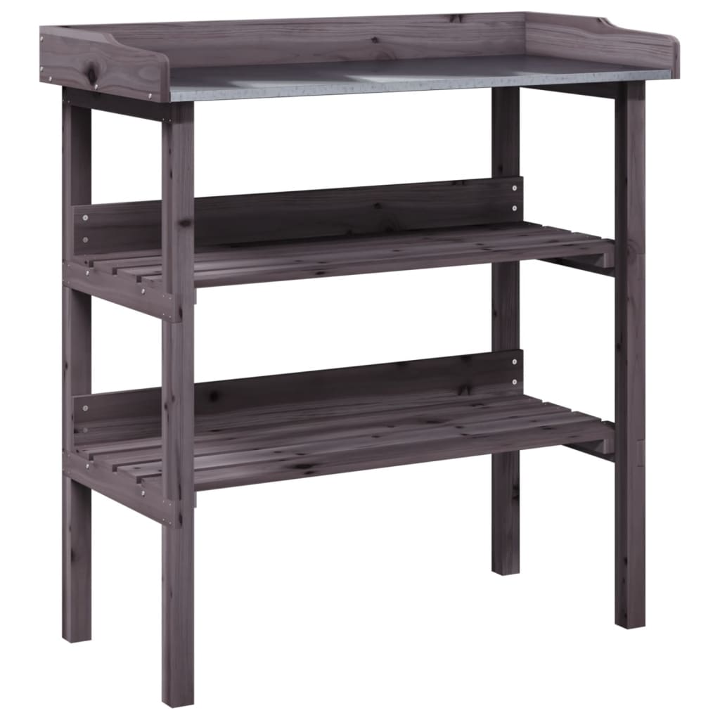 Vidaxx Pflanzentisch mit Regalen 78x38x82,5 cm graues Kiefernholz