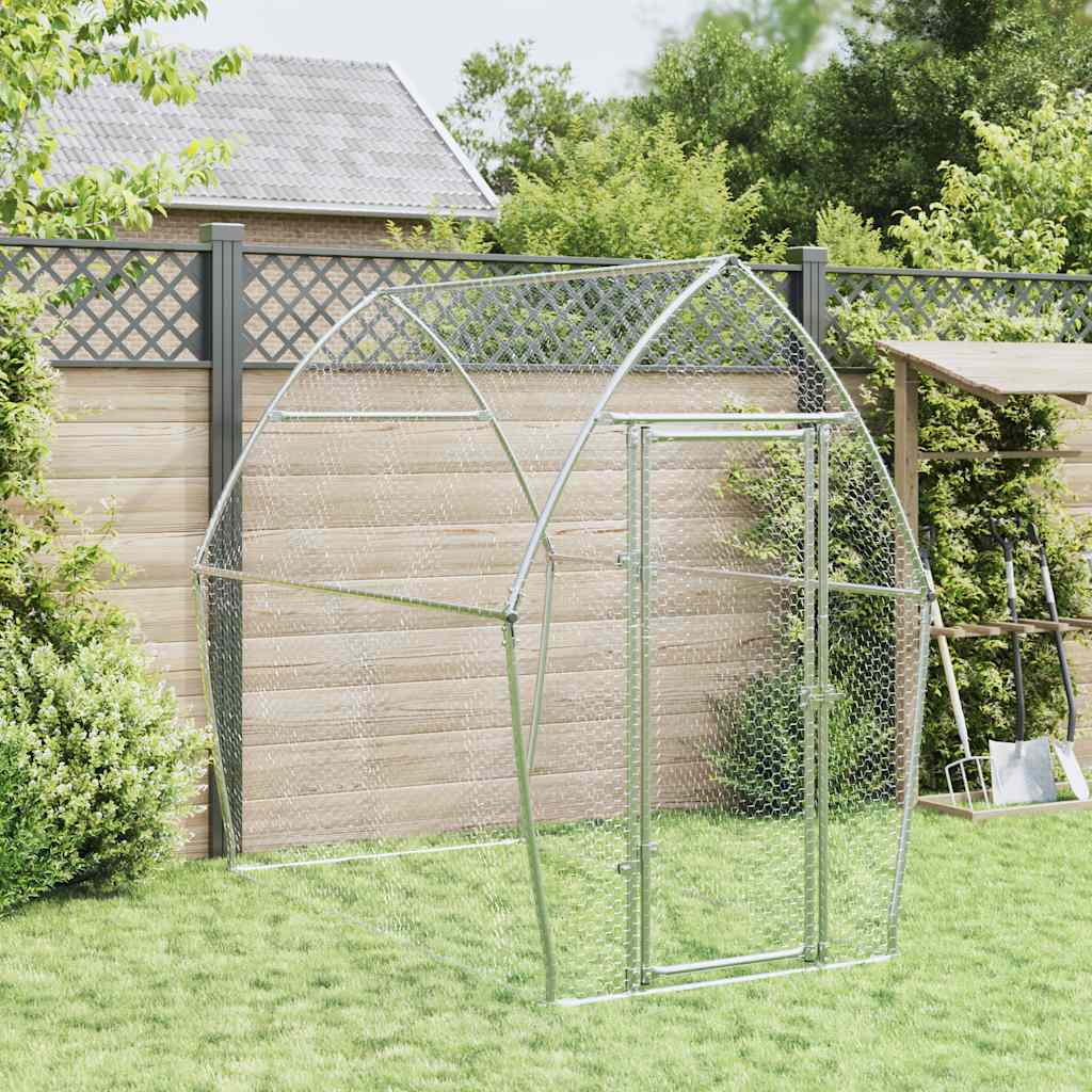 Vidaxx Hühnerstall 200x105x182 cm verzinkter Stahl silberfarben