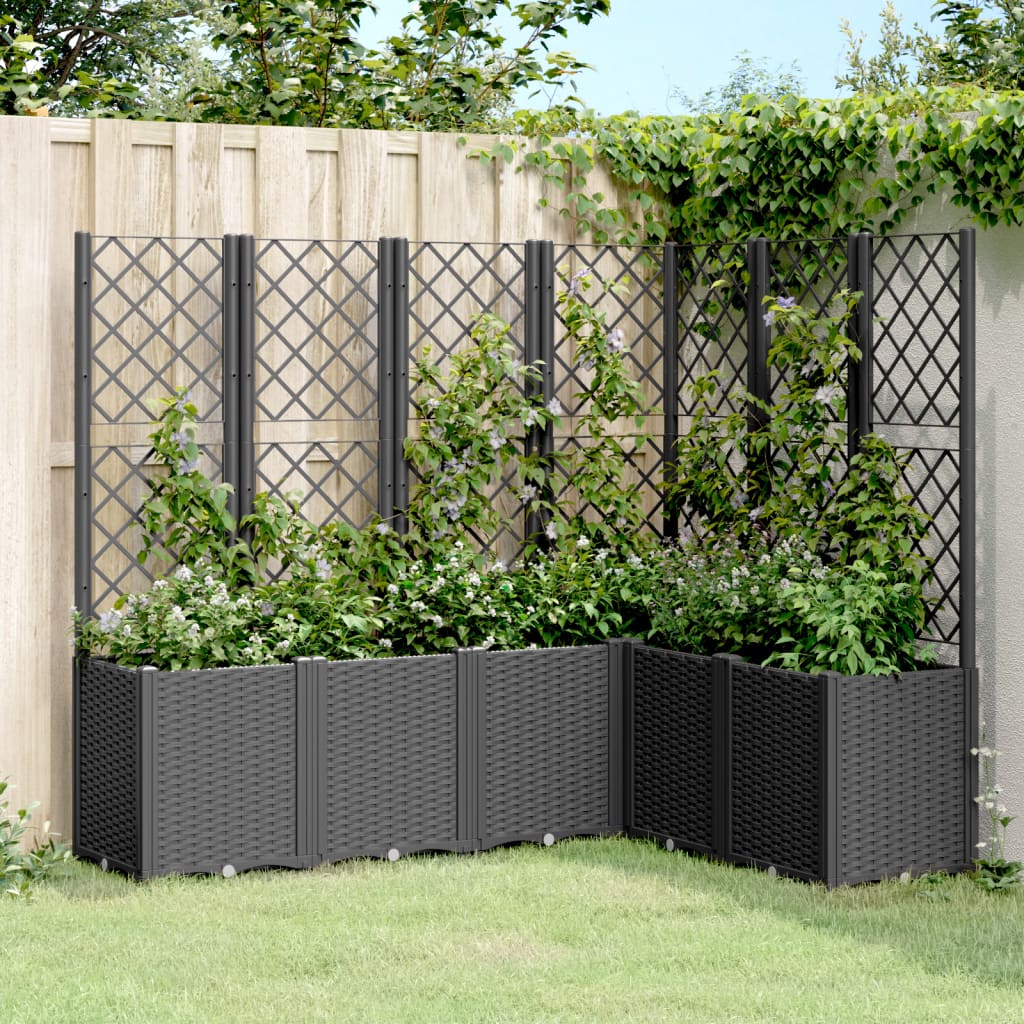 Vidaxx Pflanzgefäß mit Spalier 160x120x140 cm Polypropylen schwarz