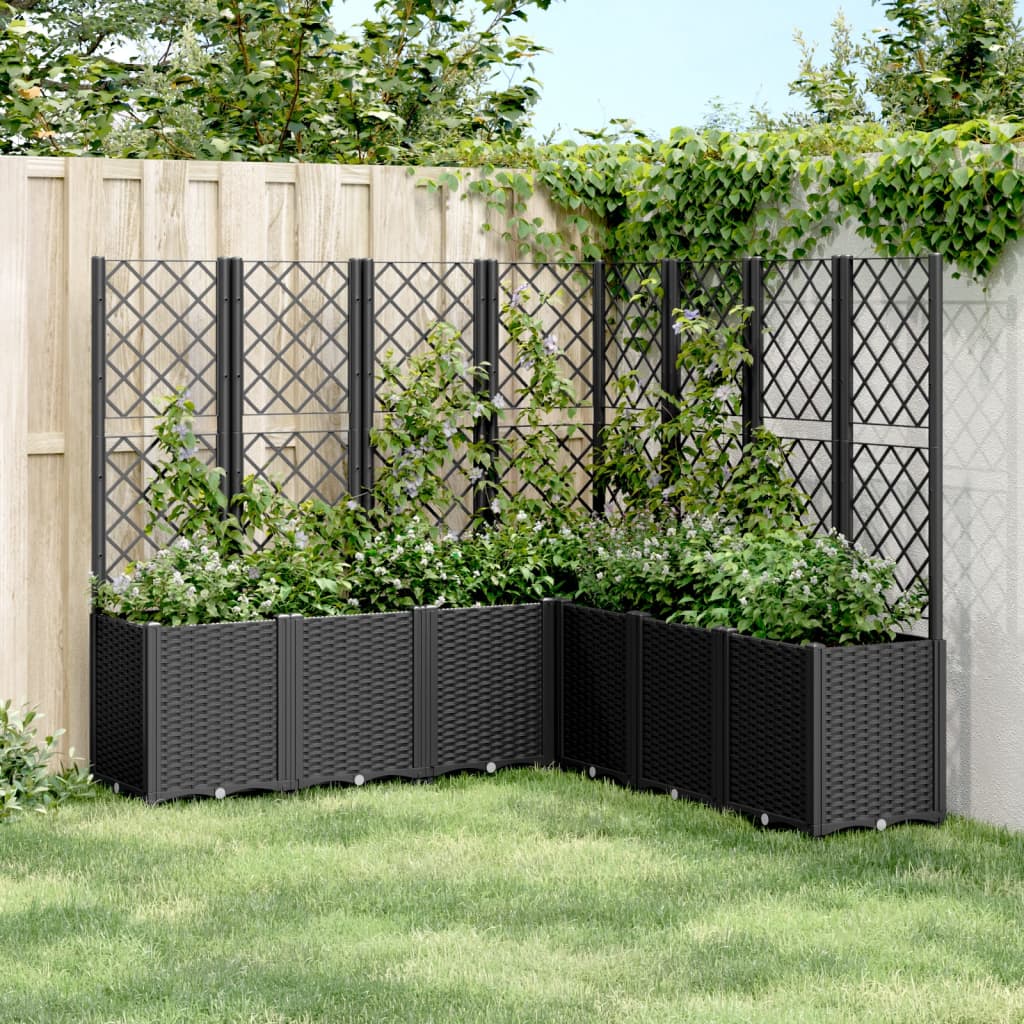 VidaXL Pflanzgefäß mit Spalier 160x160x140 cm Polypropylen schwarz