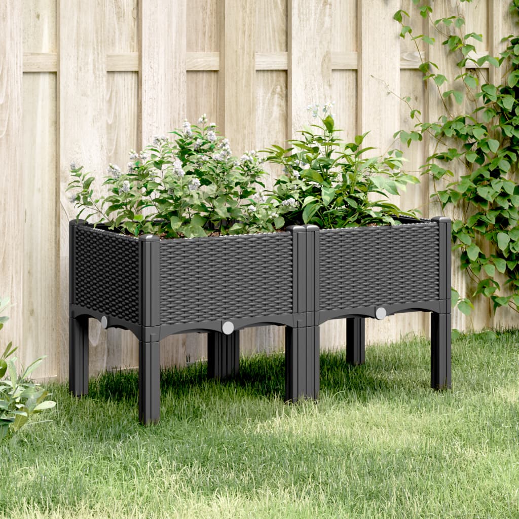 Vidaxx Pflanzgefäß mit Beinen 80x40x42 cm Polypropylen schwarz
