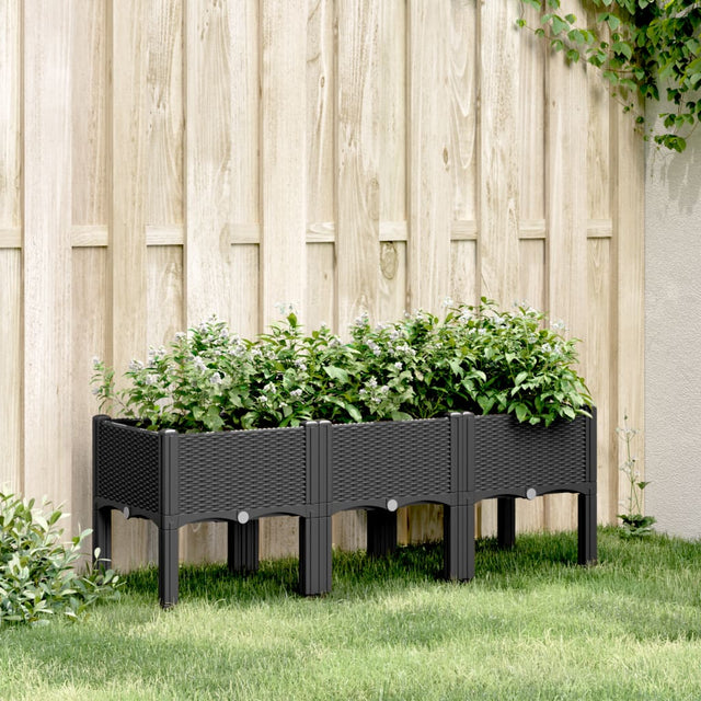 Vidaxx Pflanzgefäß mit Beinen 120x40x42 cm Polypropylen schwarz