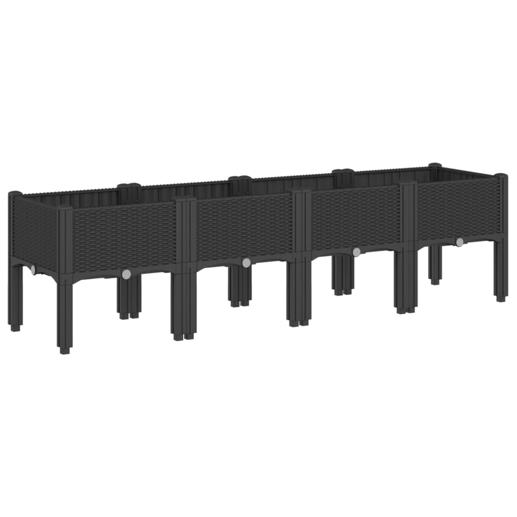 Vidaxx Pflanzgefäß mit Beinen 160x40x42 cm Polypropylen schwarz