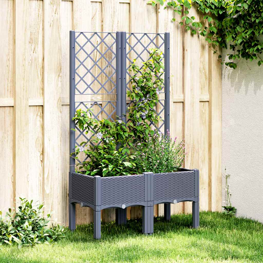 Vidaxx Pflanzgefäß mit Spalier 80x40x142 cm Polypropylen grau