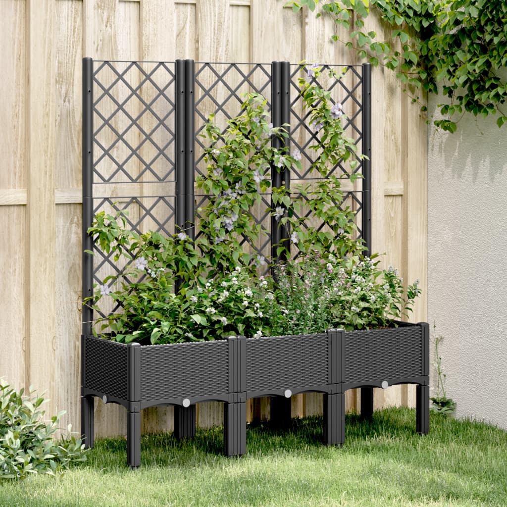 Vidaxx Pflanzgefäß mit Spalier 120x40x142 cm Polypropylen schwarz