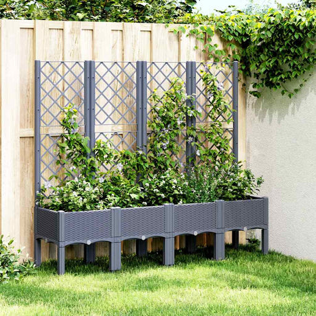 Vidaxx Pflanzgefäß mit Spalier 160x40x142 cm Polypropylen grau