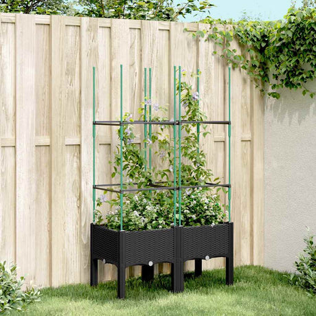 Vidaxx Pflanzgefäß mit Spalier 80x40x142,5 cm Polypropylen schwarz