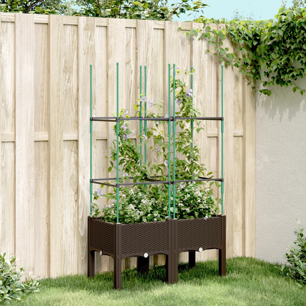 Vidaxx Pflanzgefäß mit Spalier 80x40x142,5 cm Polypropylen braun