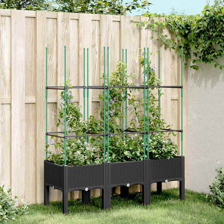 Vidaxx Pflanzgefäß mit Spalier 120x40x142,5 cm Polypropylen schwarz