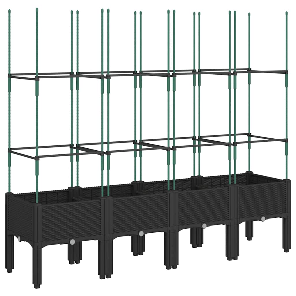 Vidaxx Pflanzgefäß mit Spalier 160x40x142,5 cm Polypropylen schwarz
