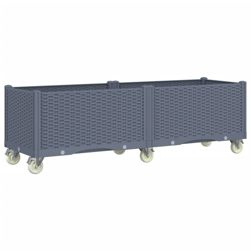 VidaXL Pflanzgefäß mit Rädern 160x50x54 cm Polypropylen grau