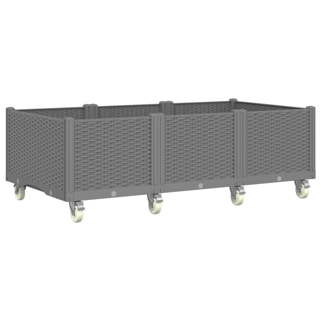 VidaXL Pflanzgefäß mit Rädern 150x80x54 cm Polypropylen hellgrau