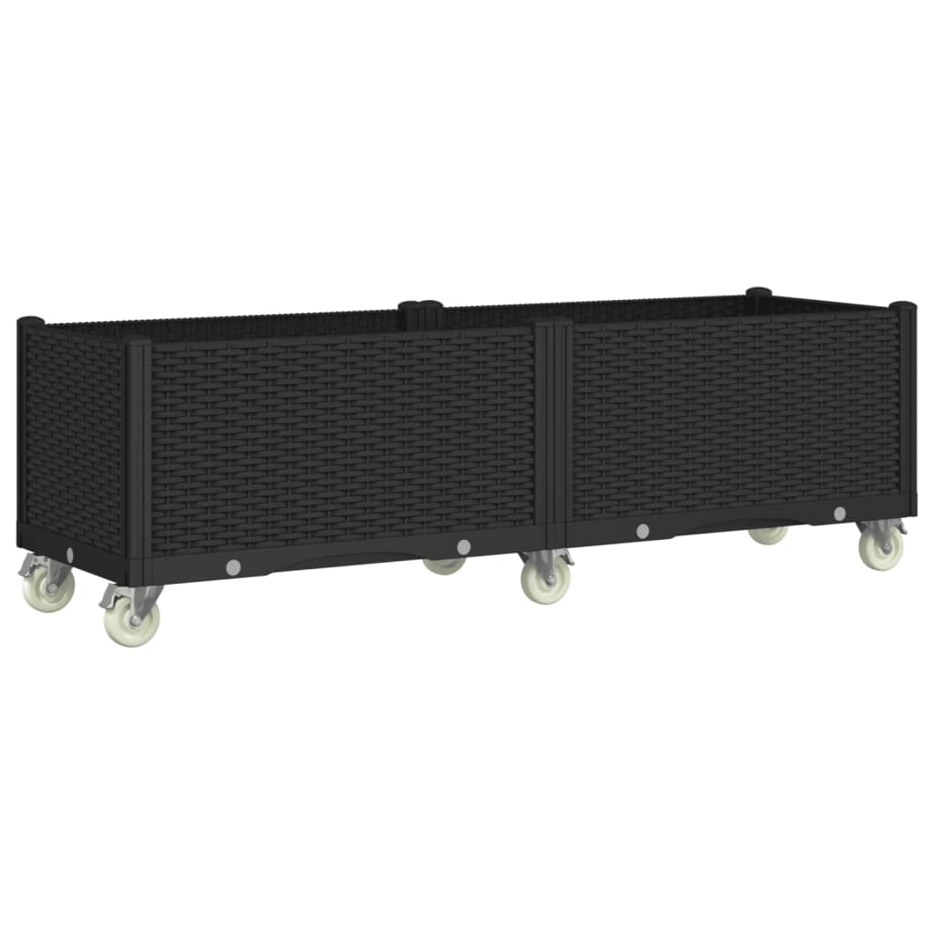 VidaXL Pflanzgefäß mit Rädern 160x50x54 cm Polypropylen schwarz