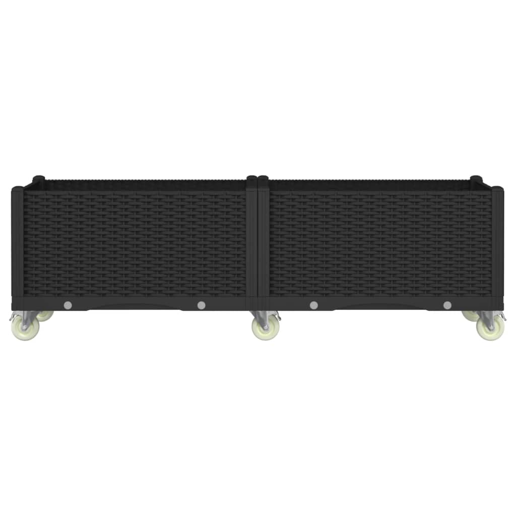 VidaXL Pflanzgefäß mit Rädern 160x50x54 cm Polypropylen schwarz