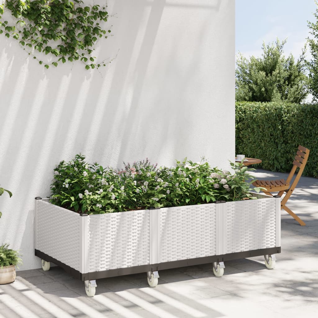 Vidaxx Pflanzgefäß mit Rädern 150x80x54 cm Polypropylen weiß
