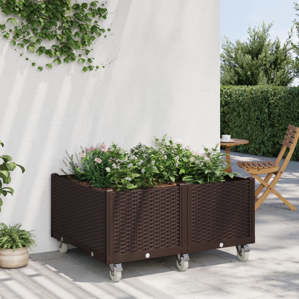 Vidaxx Pflanzgefäß mit Rädern 100x80x54 cm Polypropylen braun