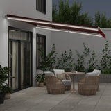 VidaXL Markise manuell ausziehbar mit LED 400x300 cm burgunderrot